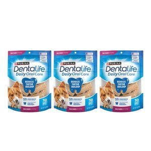 3x Purina Dentalife Daily Oral Care Chicken Flavor Small/Medium Breed Dog 10ct